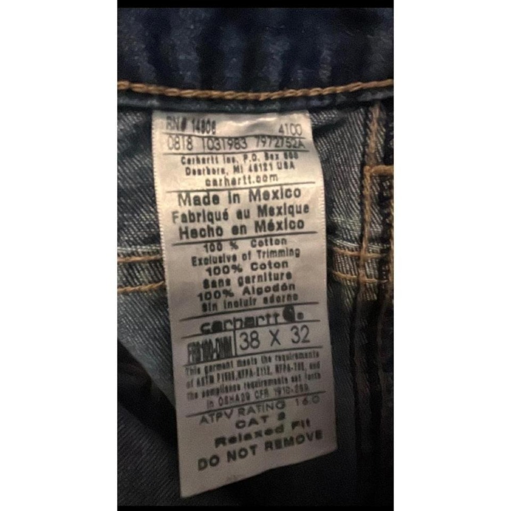 Carhartt FR Relaxed Fit Mens Jeans 38x32 Flame Resistant Dark Wash -Workwear - Picture 2 of 5